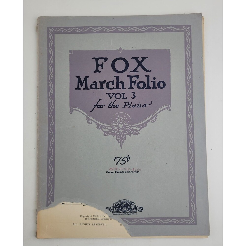 Antique Sheet Music 1927 Fox March Folio Vol. 3 for the Piano #SM3